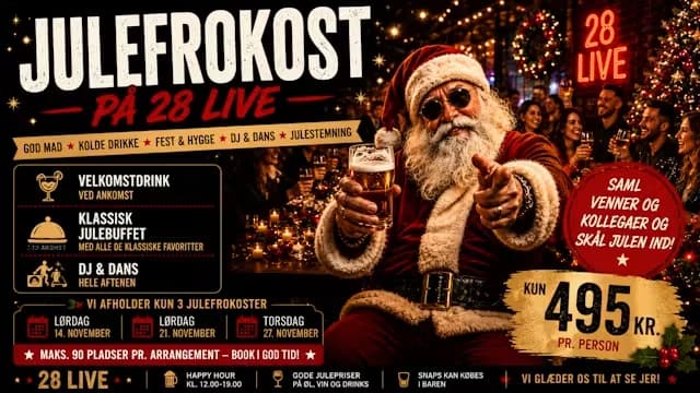 Julefrokost på 28 Live i Roskilde - Ekstra
