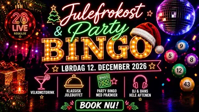 Julefrokost og Party Bingo på 28 Live i Roskilde