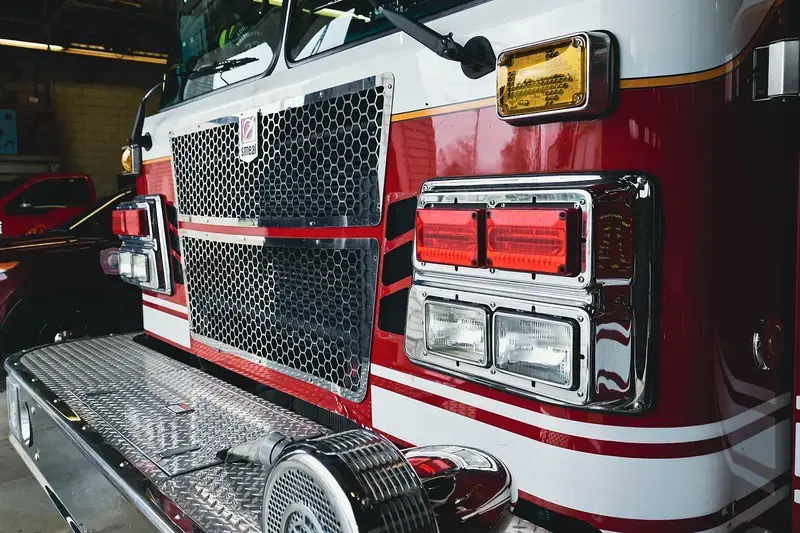 close-up of firetruck front