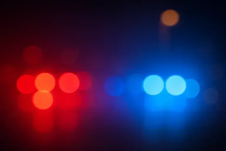 blurred red and blue emergency lights