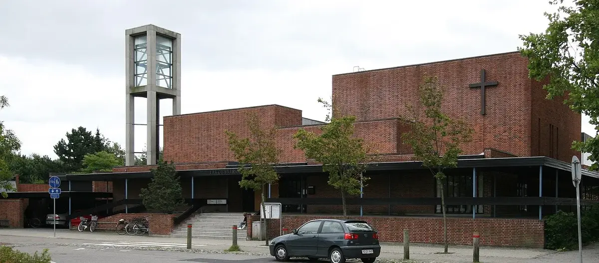 Exterior of Jakobskirken church in Roskilde, Denmark.