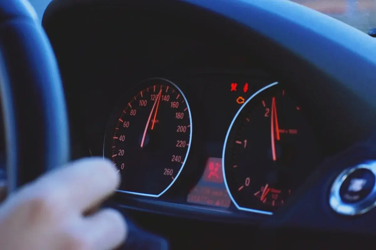 car speedometer and dashboard close-up