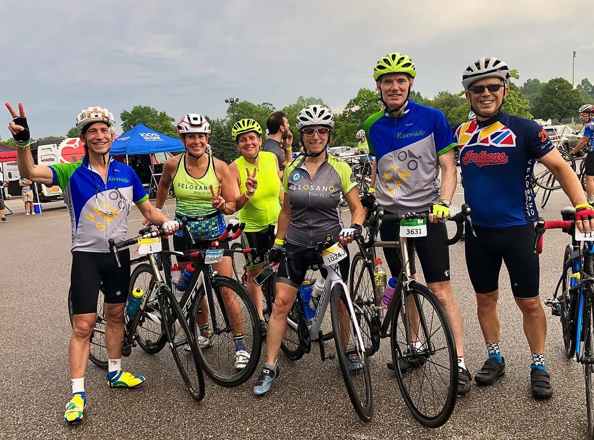 Group of cyclists posing with their bikes at Velosano 2019.
